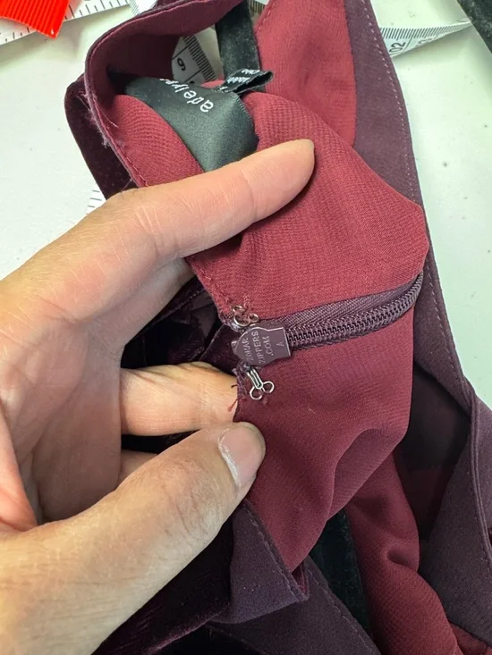 Adenlyn Rae Velvet Midi Slip Dress Burgundy Size M V Neck Party Whimsigoth Chic - Picture 12 of 13